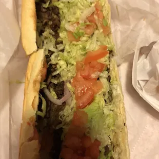 Steak and Cheese Hot Sub and fries