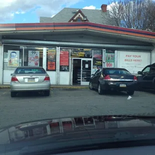 cars parked in front of the store