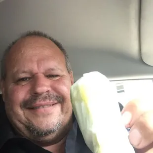 a man holding a banana