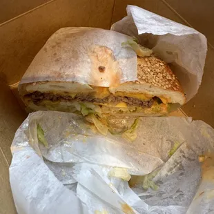 Cheeseburger in a bagel