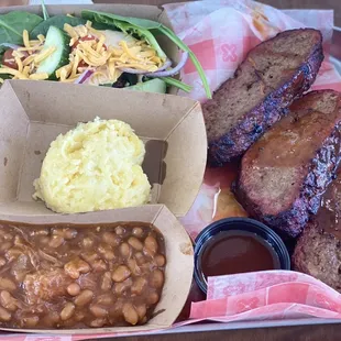 Smoked Meatloaf Baked Beans Mash potatoes