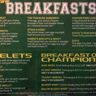 breakfast menu