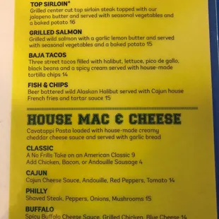 the menu