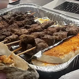 Oyster, bon, lamp and beef.