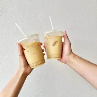 Vanilla latte and caramel latte