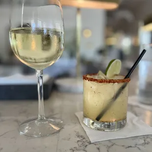 House white and the spicy margarita!