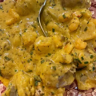 Seafood stuffed potato...  only on Thursdays.  Don't miss it!