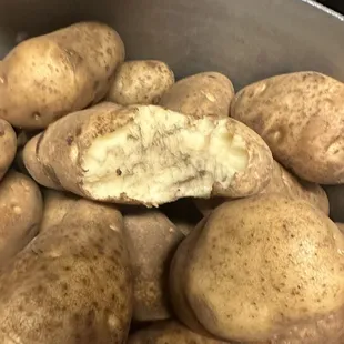 a pan full of potatoes