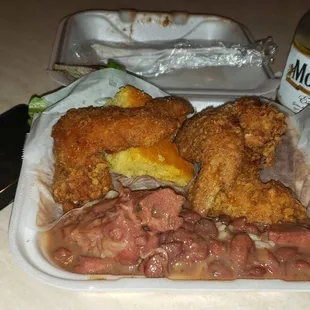 Red Beans and rice w/ 3 Wings/salad/cornbread. $8.00. WHAAAAT?