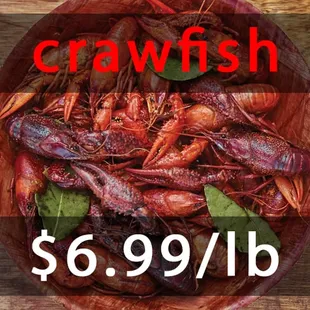 LIVE CRAWFISH $6.99 AS OF MAY 2015