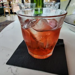 Tanqueray Negroni aperitif was mixed well and is a cool and flavorful starter cocktail.