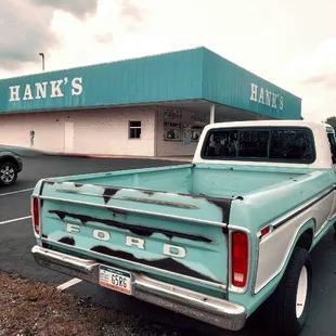 a truck parked in a parking lot