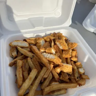Breaded chicken and fries no cheese