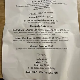 Updated Menu