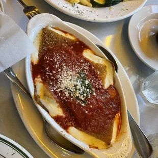 lasagna and broccoli