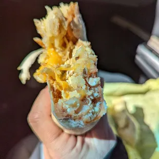 Hash brown Potatoes, egg and cheese Burrito