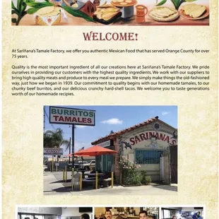 the home page of the restaurant