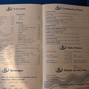 Lunch and Dinner menu as of June 2021