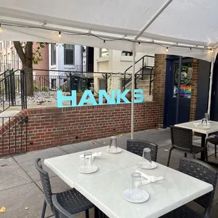 the outside seating area