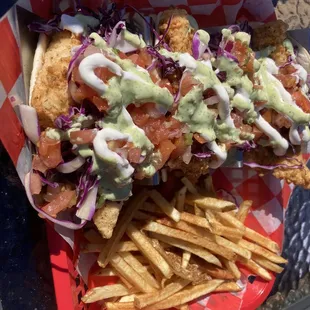 Baja Fish Tacos - were delicious  Fries - soggy and gross