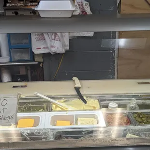 a variety of food items on display