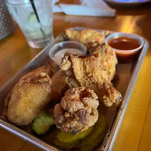 fried chicken and pickles