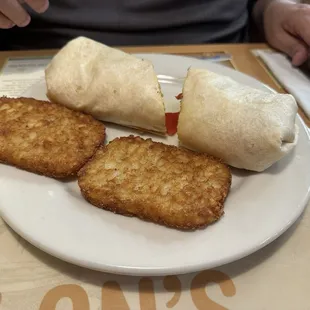 Breakfast burrito &amp; hash browns
