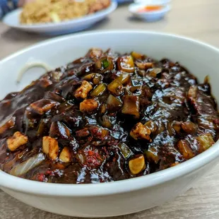 Black bean garlic house made noodles