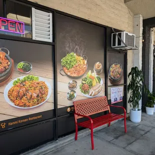 In the corner of the plaza
