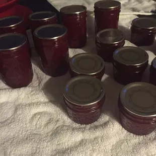 Hann's strawberries made into jam for my family!!