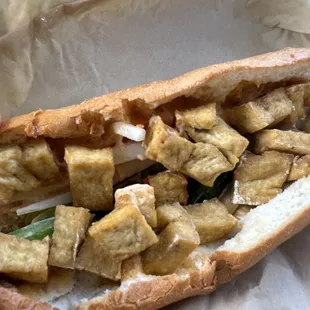 Tofu banh mi without the veggies it should be dressed with