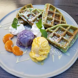Pandan Waffle dessert