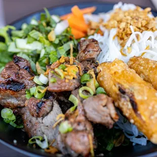 The Cool Bowl: Vermicelli, Lamb Satay &amp; Peanut Curry + add egg rolls ($16 + $2 egg rolls)