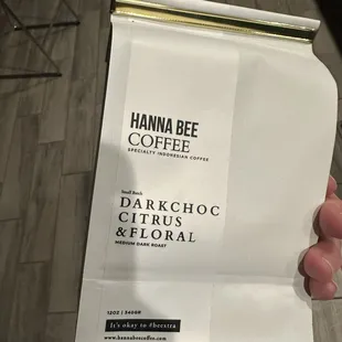 Hanna Bee Coffee and date roasted.