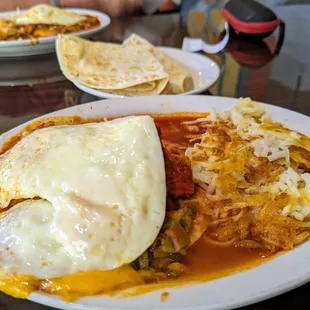 Carne adovada breakfast enchiladas, Christmas
