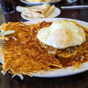 Carne adovada breakfast enchiladas - Christmas. Just plain delicious.