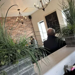 a man sitting in a restaurant
