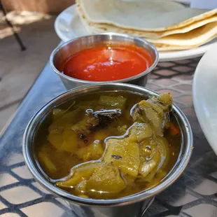Actual chunks of green chile...not just green sauce.