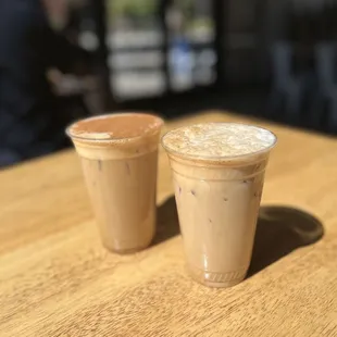 Iced A-A-Ron Latte + Iced Vanilla Latte