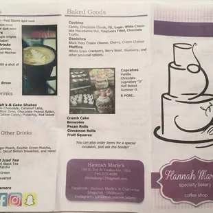 Drink & dessert menu