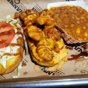 BBQ Rocket Poboy with Pulled Pork and Beans