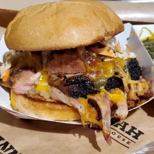 Pit Sandwich with Braised Mustard Greens