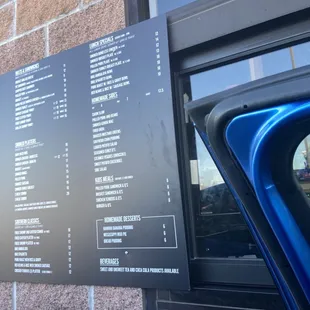 Menu at drive thru