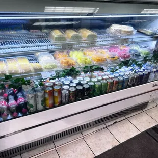 Chilled fruits, cakes and assorted drinks
