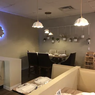 Beautiful table settings, and different seating options for small and large groups.