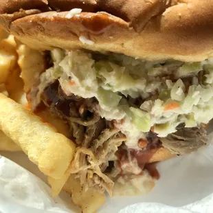 BBQ sandwich with fries