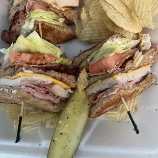 Tripple decker club sandwich on wheat toast