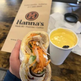 Hannah special banh me $13 and egg cream coffee $8