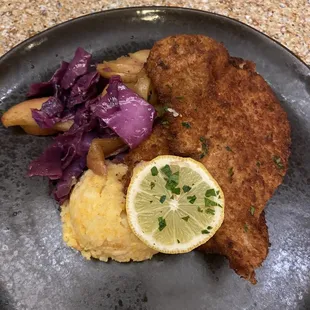 German Schnitzel plated at home