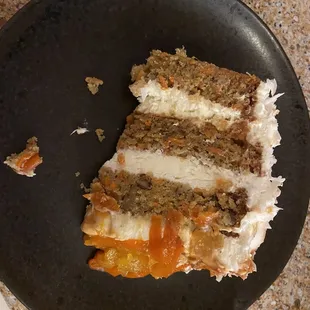 Carrot cake-- plated at home-- hubby&apos;s favorite